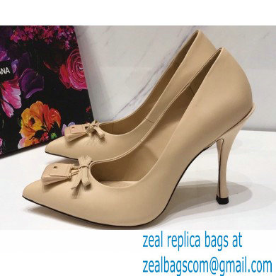 Dolce  &  Gabbana Thin Heel 10.5cm Leather Sicily Pumps Beige 2021